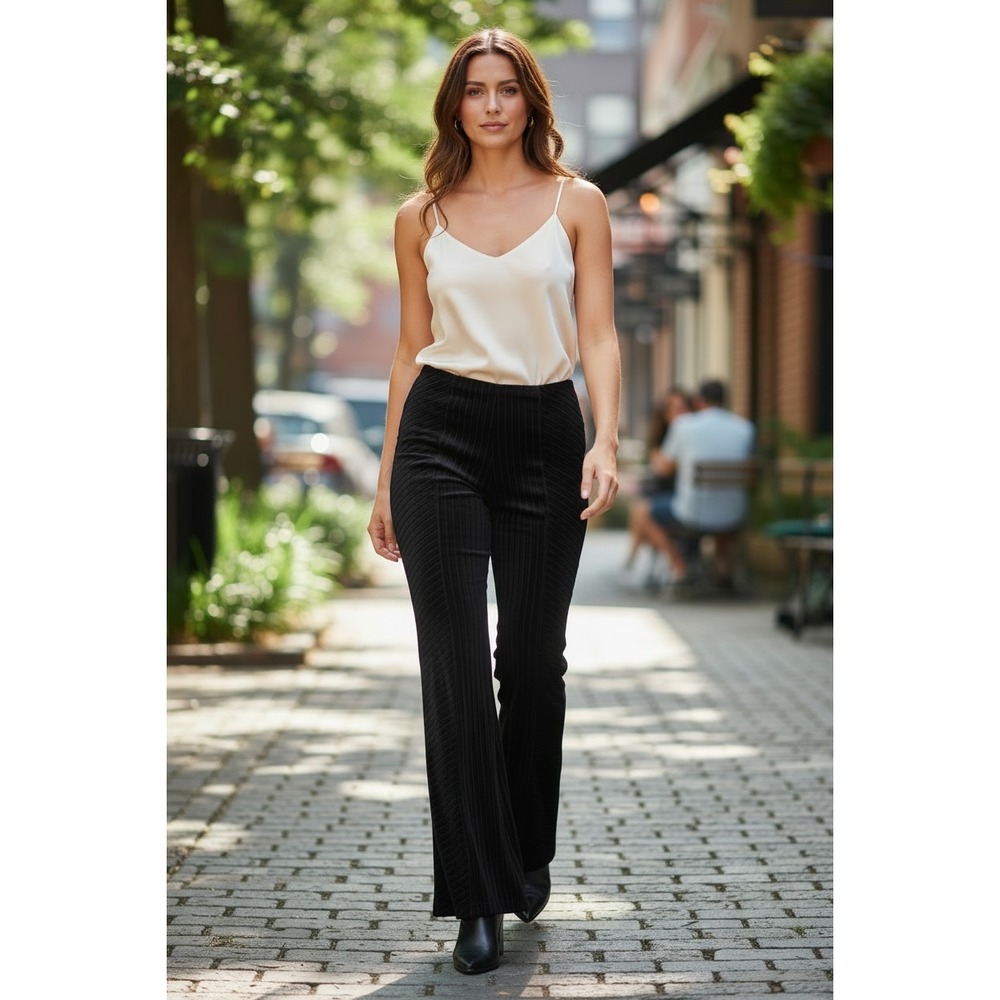 FREE PEOPLE NWT Indie Charcoal Grey Ribbed Velvet Bootcut Flare Pant M W28-31x34